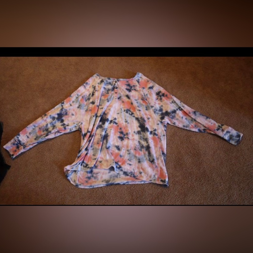 Justice (size 16/18 plus) tie dye/flannel pajama top